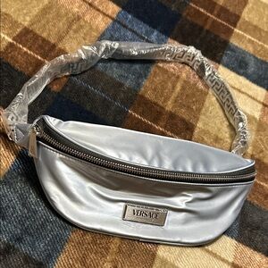 Versace Metallic Silver Waist Bag
